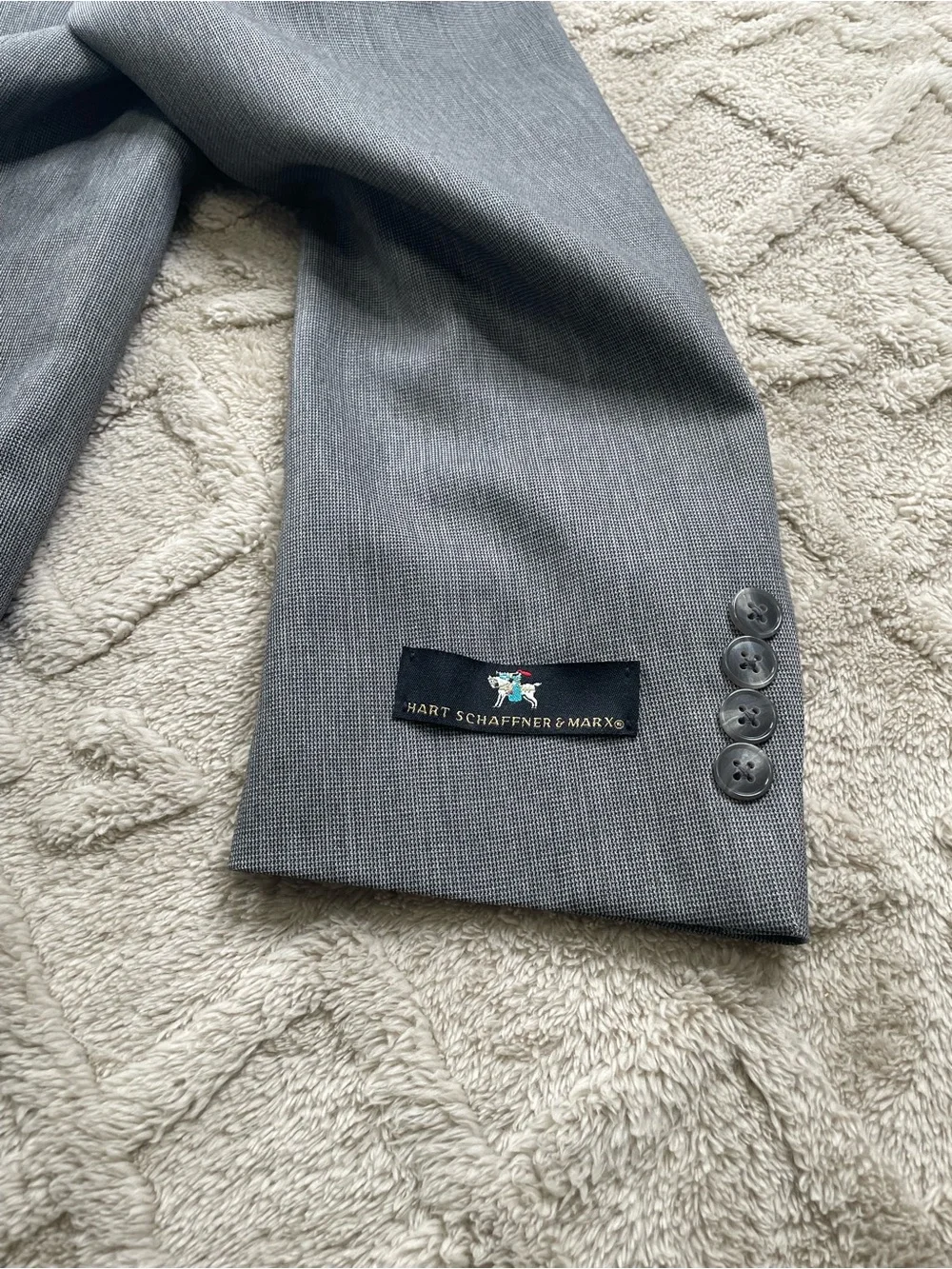 Hart Schaffner Marx Gray/Black Two-Button Sport Coat Size 42 L Business